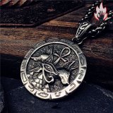 古代エジプトの神秘を宿すパンクスタイル！アヌビス × ホルスの目 個性的チタン鋼メンズネックレス