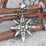 ✨八角星コンパスクロスペンダント チタン鋼製 カップルネックレス 個性的高級感デザイン