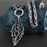 ヴィンテージ調 死神ドクロモチーフ チタンスチールネックレス 欧米風 男女兼用 ゴシック個性アクセサリー