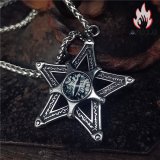 古魔オリジナル 魔瞳 × 五芒星モチーフネックレス チタンスチール製 レトロパンクヒップホップメンズアクセサリー