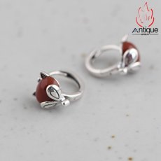 画像5: Antique Jewelry S925 シルバー レトロファッション キツネモチーフ ピアス 南紅瑪瑙 レディース 上品 デザインアクセサリー (5)