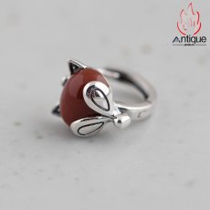 画像6: Antique Jewelry S925 シルバー レトロファッション キツネモチーフ ピアス 南紅瑪瑙 レディース 上品 デザインアクセサリー (6)