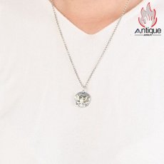 画像8: Antique Jewelry S925 シルバー製 ヴィンテージ仕上げ パンク・ヒップホップスタイル 金色イーグル彫刻 ラウンドプレートペンダント ユニセックスファッション (8)