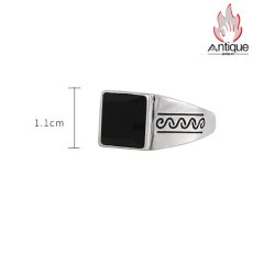 画像10: Antique Jewelry S925 シルバー ヴィンテージ個性デザイン スクエア黒オニキス埋め込み メンズリング シンプルファッション (10)