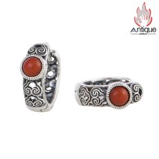 画像1: Antique Jewelry S925 シルバー レトロ軽高級感 透かし彫りデザイン 南紅瑪瑙 レディースピアス 上品レディースアクセサリー (1)