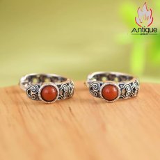 画像2: Antique Jewelry S925 シルバー レトロ軽高級感 透かし彫りデザイン 南紅瑪瑙 レディースピアス 上品レディースアクセサリー (2)