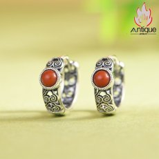 画像4: Antique Jewelry S925 シルバー レトロ軽高級感 透かし彫りデザイン 南紅瑪瑙 レディースピアス 上品レディースアクセサリー (4)