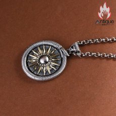 画像6: Antique Jewelry S925 シルバー ヴィンテージ仕上げ サーペント 天体モチーフ 回転式ペンダント メンズ 個性的 ユニークデザイン ネックレス (6)