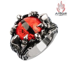 画像1: Antique Jewelry 悪魔の目 ドクロ 指輪 メンズ チタン鋼 レトロ 学生 ファッション ヒップホップ 人差し指 指輪 刻字可 アクセサリー (1)