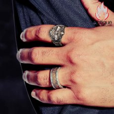 画像12: Antique Jewelry ユーロアメリカンアイリスフラワーシルバーコッパーリング シルバーアクセサリーテールリング 男性用シルバーリング ヴィンテージ 刻印可能 パーソナルシルバーアクセサリー (12)