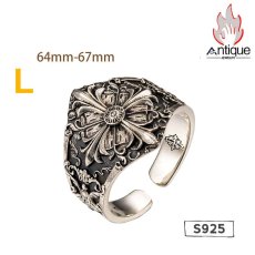 画像4: Antique Jewelry ユーロアメリカンアイリスフラワーシルバーコッパーリング シルバーアクセサリーテールリング 男性用シルバーリング ヴィンテージ 刻印可能 パーソナルシルバーアクセサリー (4)