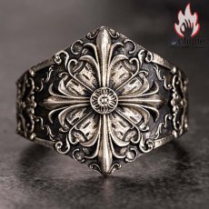 画像5: Antique Jewelry ユーロアメリカンアイリスフラワーシルバーコッパーリング シルバーアクセサリーテールリング 男性用シルバーリング ヴィンテージ 刻印可能 パーソナルシルバーアクセサリー (5)