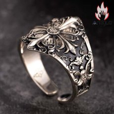画像6: Antique Jewelry ユーロアメリカンアイリスフラワーシルバーコッパーリング シルバーアクセサリーテールリング 男性用シルバーリング ヴィンテージ 刻印可能 パーソナルシルバーアクセサリー (6)