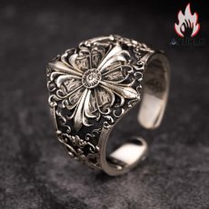 画像7: Antique Jewelry ユーロアメリカンアイリスフラワーシルバーコッパーリング シルバーアクセサリーテールリング 男性用シルバーリング ヴィンテージ 刻印可能 パーソナルシルバーアクセサリー (7)