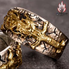 画像11: Antique Jewelry 北欧ヴァイキングドラゴンソードフラワーシルバーリング 男性テールリング ヴィンテージ 刻印可能 パーソナル シルバーコッパー シルバーアクセサリー オープンリング 調整可能 (11)