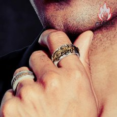 画像14: Antique Jewelry 北欧ヴァイキングドラゴンソードフラワーシルバーリング 男性テールリング ヴィンテージ 刻印可能 パーソナル シルバーコッパー シルバーアクセサリー オープンリング 調整可能 (14)