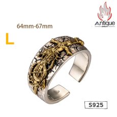 画像4: Antique Jewelry 北欧ヴァイキングドラゴンソードフラワーシルバーリング 男性テールリング ヴィンテージ 刻印可能 パーソナル シルバーコッパー シルバーアクセサリー オープンリング 調整可能 (4)