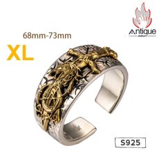 画像5: Antique Jewelry 北欧ヴァイキングドラゴンソードフラワーシルバーリング 男性テールリング ヴィンテージ 刻印可能 パーソナル シルバーコッパー シルバーアクセサリー オープンリング 調整可能 (5)