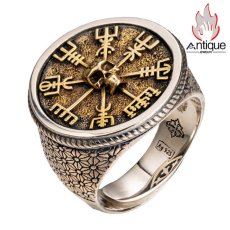 画像1: Antique Jewelry バイキングスカル・チャイフードリング 925銀 テールリング ファッション アクセサリー 可変开口 (1)