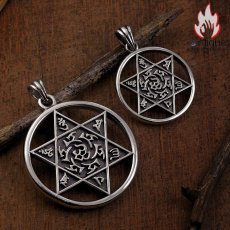 画像5: Antique Jewelry S925 シルバー製 六字真言彫刻 ヘキサグラムペンダント ネックレス 男女共用 ヴィンテージ風 ゴシックスタイル シンプルアクセサリー (5)