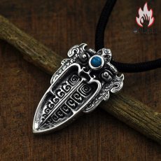 画像2: Antique Jewelry S925 シルバー 獣面紋様 神獣モチーフ ネックレス ペンダント レトロ個性派 デザイン ユニセックス (2)