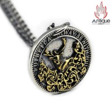 画像2: Antique Jewelry S925 シルバー製 レトロ調 鹿頭デザインネックレス ユニセックス 普段使い 記念プレゼント (2)