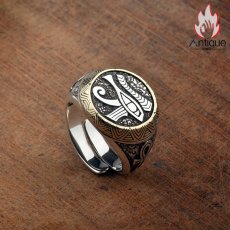 画像7: Antique Jewelry S925 シルバー ホルスの目 リング メンズ レトロ個性派 ユニークデザイン 高級感 シルバーリング (7)