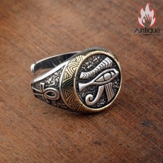 画像8: Antique Jewelry S925 シルバー ホルスの目 リング メンズ レトロ個性派 ユニークデザイン 高級感 シルバーリング (8)