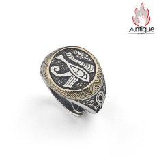 画像3: Antique Jewelry S925 シルバー ホルスの目 リング メンズ レトロ個性派 ユニークデザイン 高級感 シルバーリング (3)