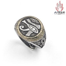 画像5: Antique Jewelry S925 シルバー ホルスの目 リング メンズ レトロ個性派 ユニークデザイン 高級感 シルバーリング (5)