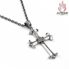 画像1: Antique Jewelry S925 シルバー製 ホルスの目・神の目 クロスモチーフ メンズネックレス シンプルレトロ アクセサリー (1)