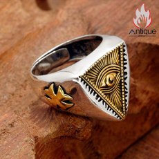 画像4: Antique Jewelry S925銀の神の目オープンリング、個性的な活口指輪、ホルスの目、レトロな男性用リング (4)