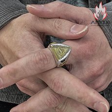 画像9: Antique Jewelry S925銀の神の目オープンリング、個性的な活口指輪、ホルスの目、レトロな男性用リング (9)