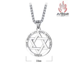 画像14: Antique Jewelry 銀六芒星ネックレス　十二星座ペンダント　レトロな円形ペンダント　男性用アクセサリー (14)