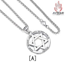 画像2: Antique Jewelry 銀六芒星ネックレス　十二星座ペンダント　レトロな円形ペンダント　男性用アクセサリー (2)