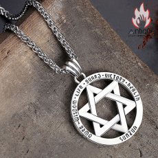 画像4: Antique Jewelry 銀六芒星ネックレス　十二星座ペンダント　レトロな円形ペンダント　男性用アクセサリー (4)