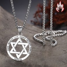 画像5: Antique Jewelry 銀六芒星ネックレス　十二星座ペンダント　レトロな円形ペンダント　男性用アクセサリー (5)