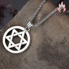 画像6: Antique Jewelry 銀六芒星ネックレス　十二星座ペンダント　レトロな円形ペンダント　男性用アクセサリー (6)