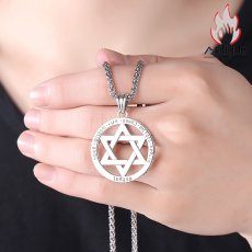 画像8: Antique Jewelry 銀六芒星ネックレス　十二星座ペンダント　レトロな円形ペンダント　男性用アクセサリー (8)