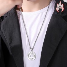 画像9: Antique Jewelry 銀六芒星ネックレス　十二星座ペンダント　レトロな円形ペンダント　男性用アクセサリー (9)