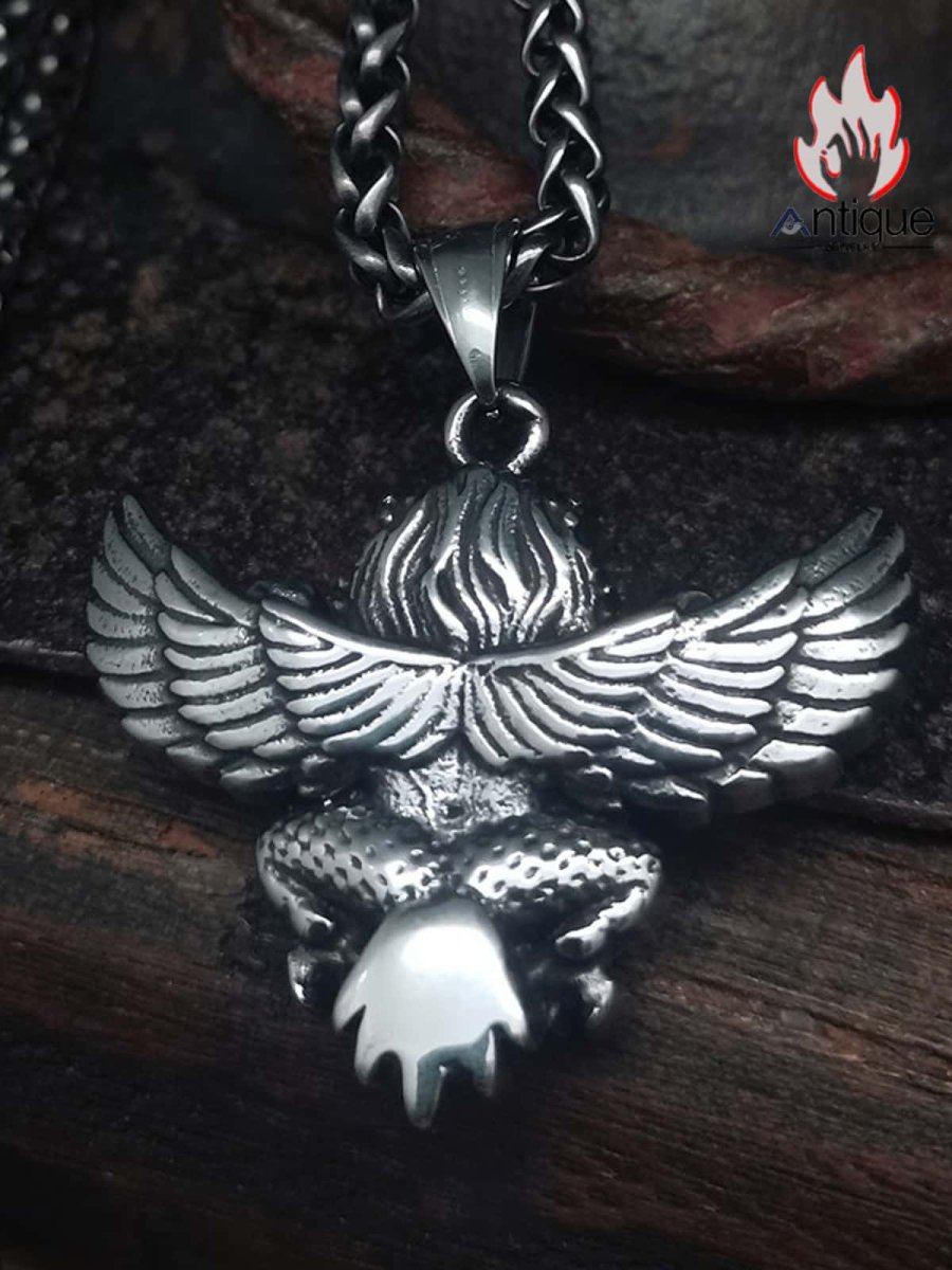 画像5: Antique Jewelry レトロスタイル 金の翼を持つ大鵬鳥ネックレス 男性用パーソナルチタンスチールパンク風レアペンダント (5)