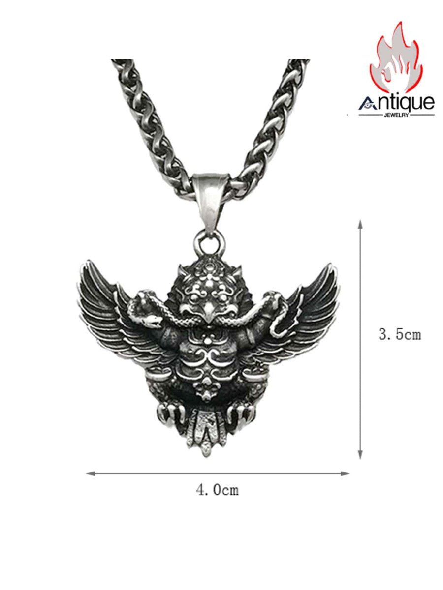 画像7: Antique Jewelry レトロスタイル 金の翼を持つ大鵬鳥ネックレス 男性用パーソナルチタンスチールパンク風レアペンダント (7)