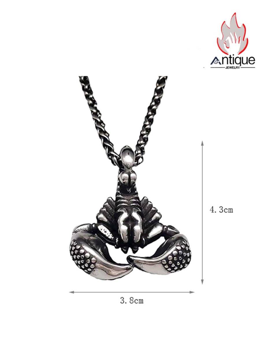 画像6: Antique Jewelry ヴィンテージ パワフルなスコーピオンキングネックレス 男性用 パーソナル チタンスチール オリジナル ヒップホップ風 蠍座ペンダント (6)