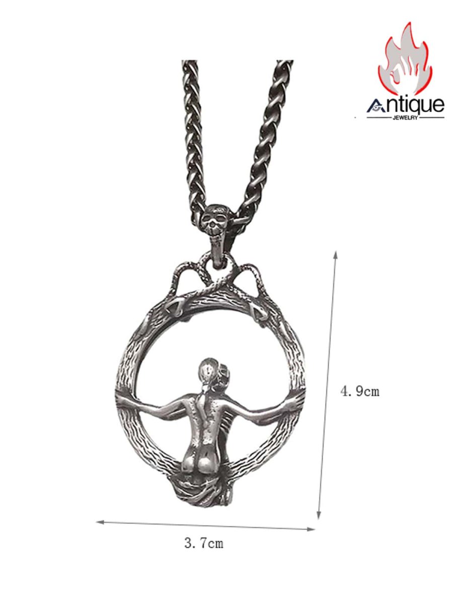 画像6: Antique Jewelry 蛇女の魔鏡ネックレス パンク チタンスチール オリジナル パーソナル 欧米風ペンダントセーターチェーン (6)