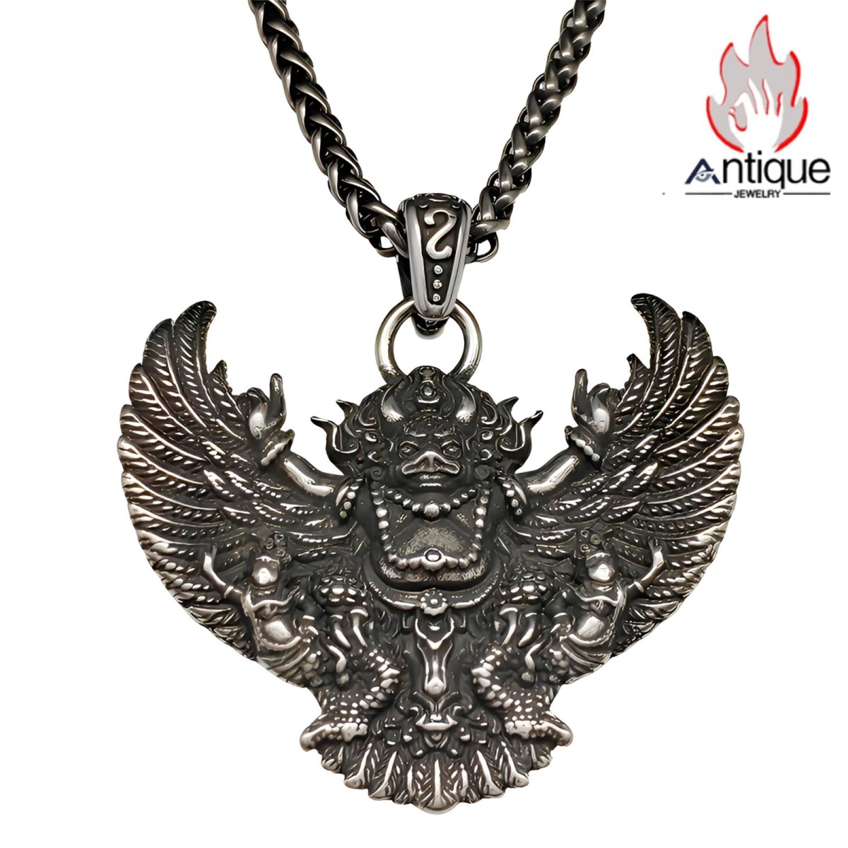 画像1: Antique Jewelry レトロ チベット式金翅大鵬鳥ネックレス メンズ チタン鋼 オリジナル個性的なペンダント (1)