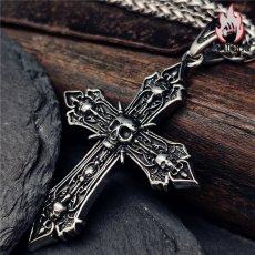 画像3: Antique Jewelry メンズ クロスネックレス オリジナルデザイン ダークスカル レトロパンク & ヒップホップ チタンスチール製 (3)