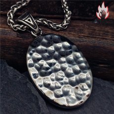 画像4: Antique Jewelry メンズ カエサルスカルペンダント ハンマー仕上げ オリジナルレトロデザイン パンク・ヒップホップ チタンスチール製 (4)