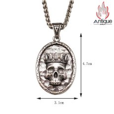 画像6: Antique Jewelry メンズ カエサルスカルペンダント ハンマー仕上げ オリジナルレトロデザイン パンク・ヒップホップ チタンスチール製 (6)