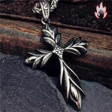 画像3: Antique Jewelry メンズペンダント 麦穂付きクロス ゴシック & パンク風 両面彫り レトロデザイン チタンスチール製 (3)