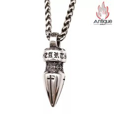 画像1: Antique Jewelry メンズ 弾丸クロスペンダント オリジナルデザイン レトロ ヒップホップスタイル チタンスチール製 (1)